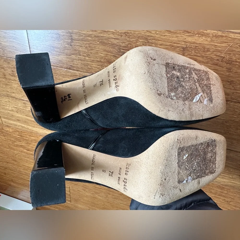 Kate Spade Black Suede Mary Jane Heels – Size 7 1/2 - Picture 3 of 3